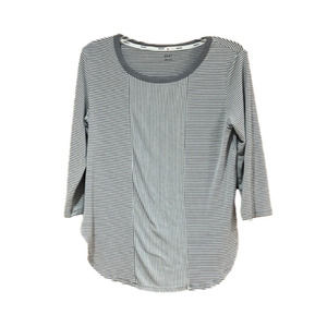 DKNY Black and White Striped Top